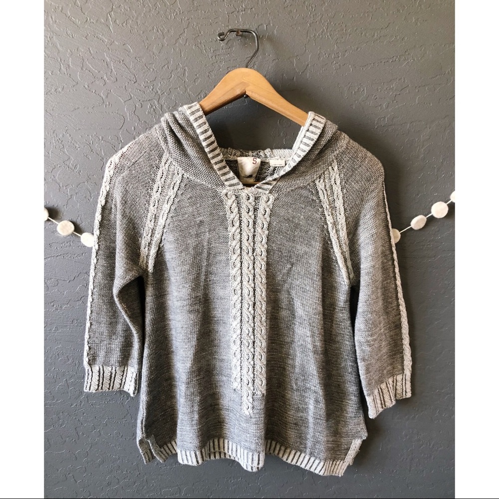 Anthropologie Gray Knit Hooded Sweater